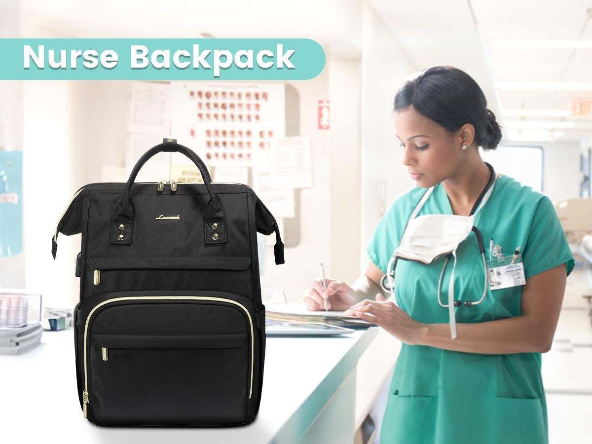 Waterproof Anti-Theft Travel Back Pack with USB Charging Port, Black