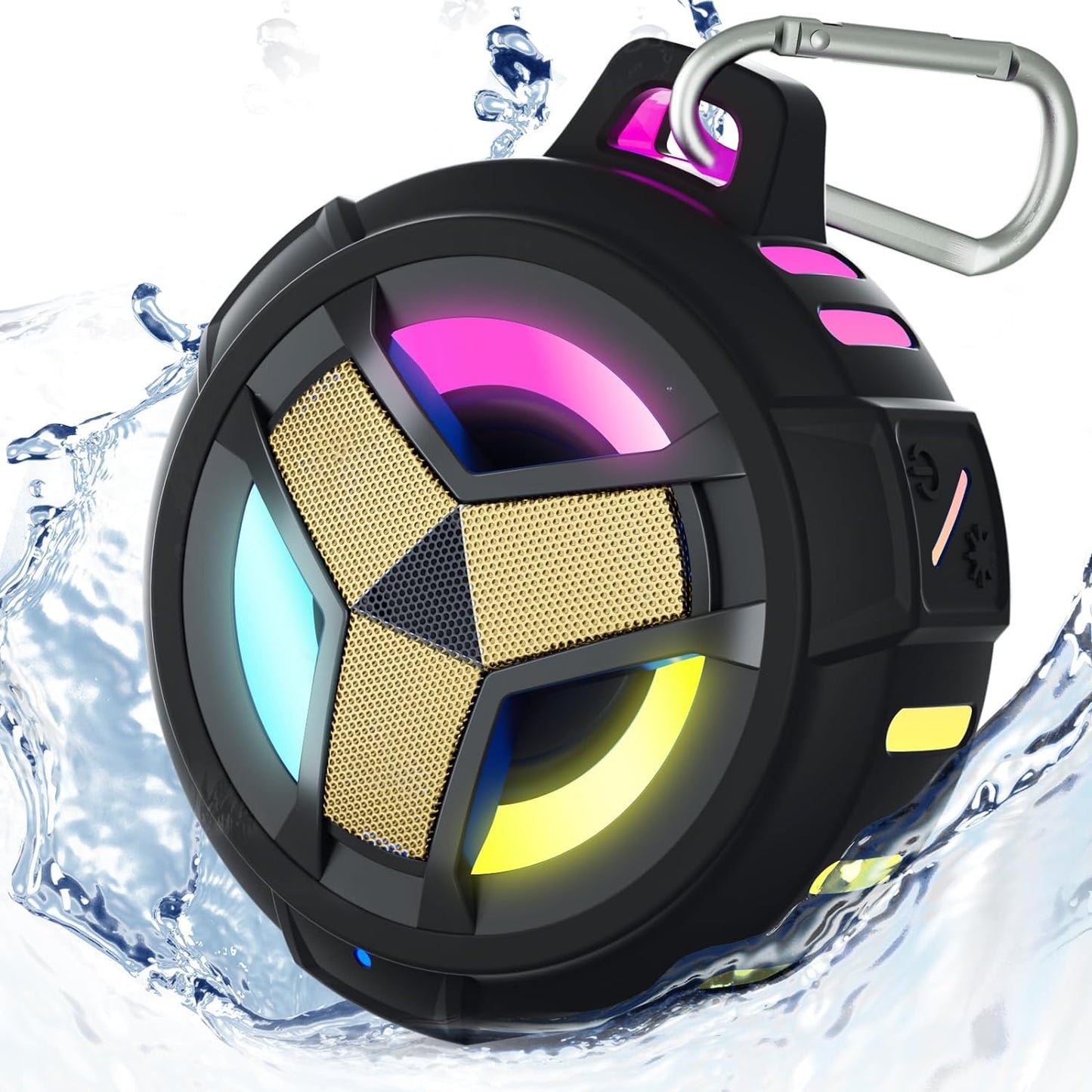 Portable Bluetooth Shower Speakers, IP67 Waterproof with LED Light, 2000Mah, Ideal for Kayak, Beach, Gifts, and More