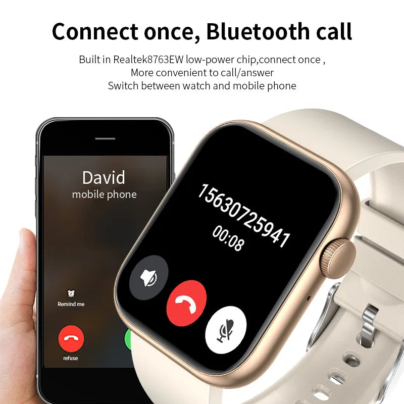 Wireless Charging Smartwatch Bluetooth - Custom Watch Face - Multiple Colors to Choose From