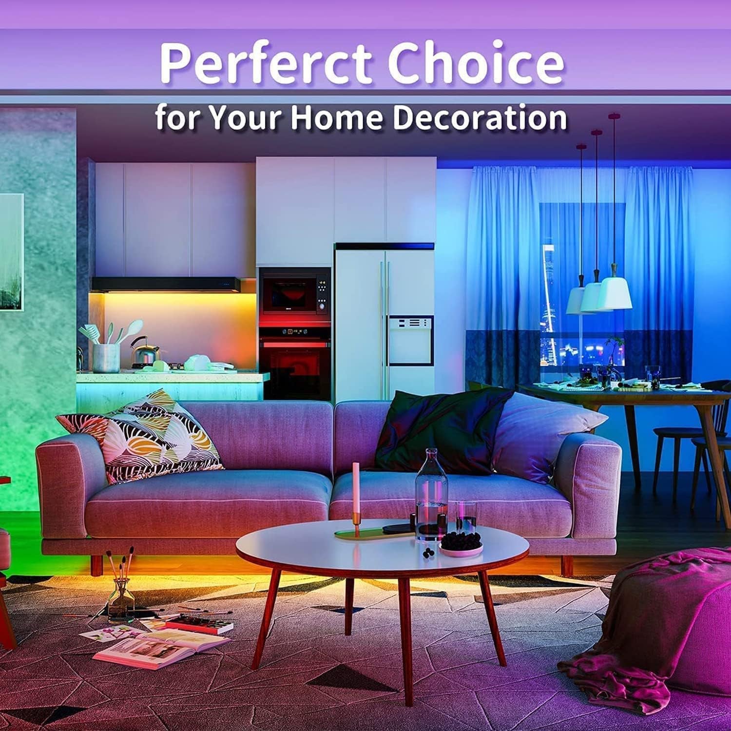  Smart LED Strip Lights – Music Sync, App Control & DIY Colors with Remote LED Lights for Bedroom, Room, TV, Party