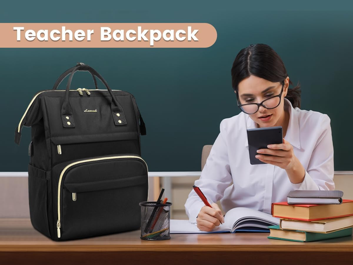 Waterproof Anti-Theft Travel Back Pack with USB Charging Port, Black