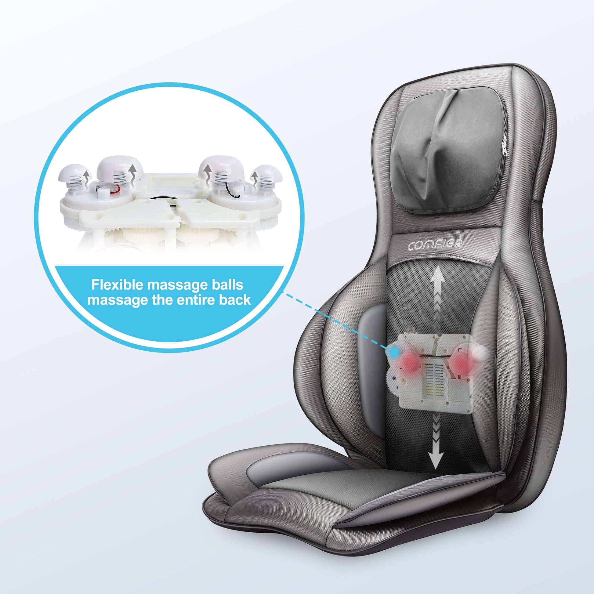 Neck Back Massager with Heat, Electric Kneading Massage Chair Pad, Air Compression Seat Cushion Massagers
