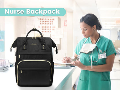 Waterproof Anti-Theft Travel Back Pack with USB Charging Port, Black