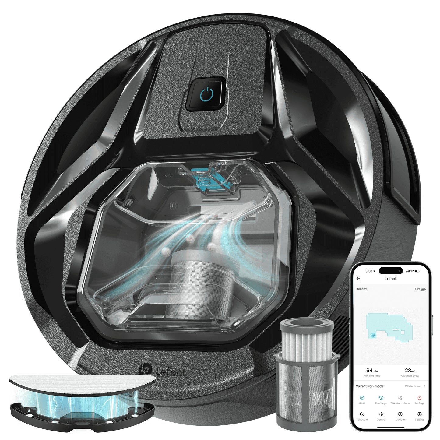 M320 Robot Vacuum Cleaner and Mop -  240Mins Runtime, for Pet Hair and Hard Floors