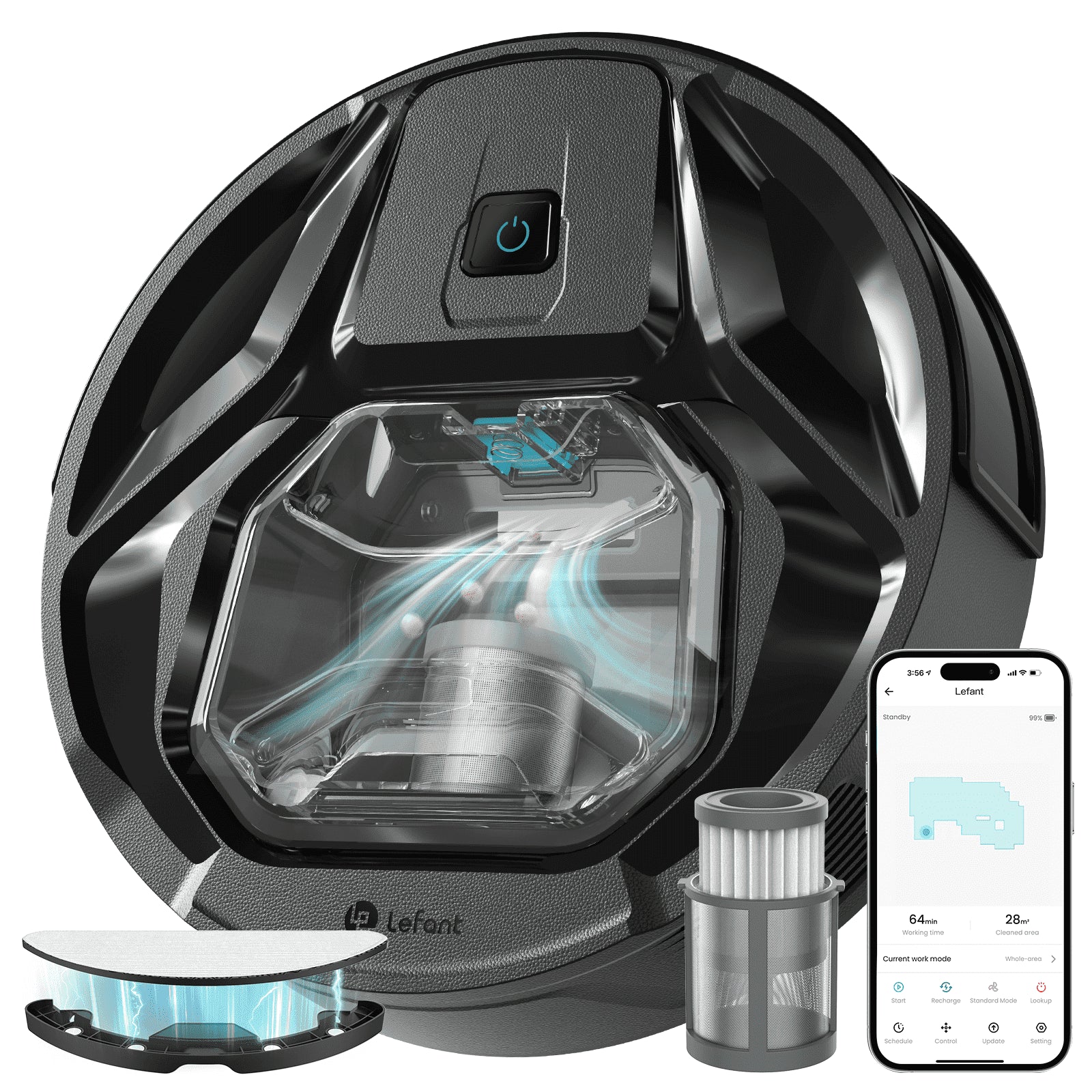 M320 Robot Vacuum Cleaner and Mop -  240Mins Runtime, for Pet Hair and Hard Floors