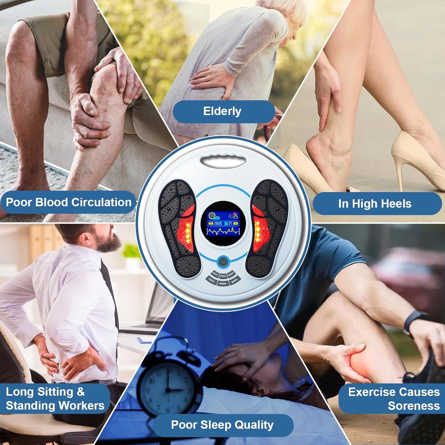 Foot Neuropathy Machine - Electronic Pulse Acupuncture for Feet Circulation - Electrical Foot Reflexology to Relax Tired Feet Ankles & Pain Relief, Swelling & Reduce Leg Cramps