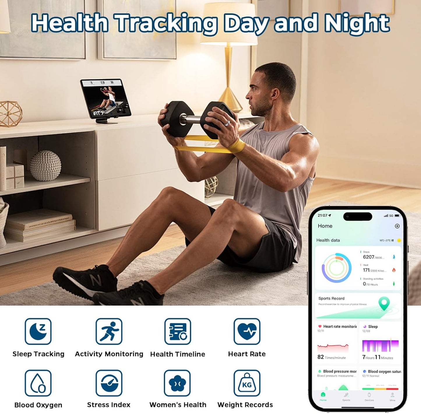 Waterproof Fitness Smart Ring for Health, Sleep, Heart Rate Tracking, and More 