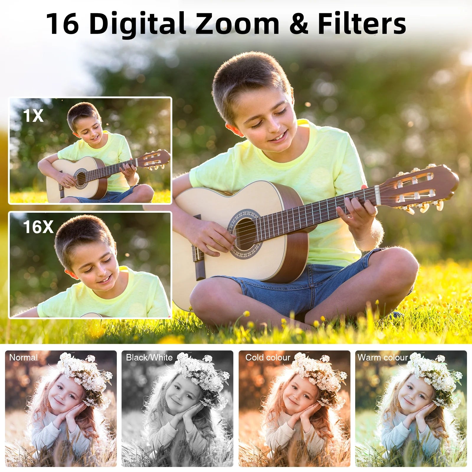 1080P Digital Camera 44MP 16X Digital Zoom Compact Point and Shoot Portable Small Starter Camera 