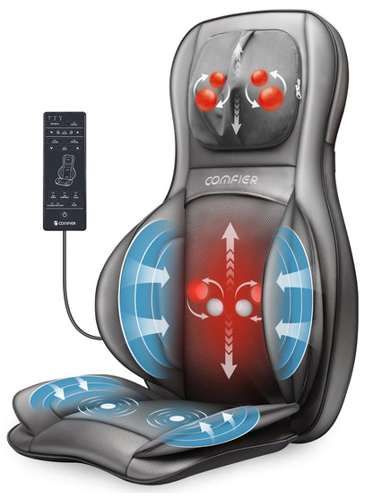 Neck Back Massager with Heat, Electric Kneading Massage Chair Pad, Air Compression Seat Cushion Massagers