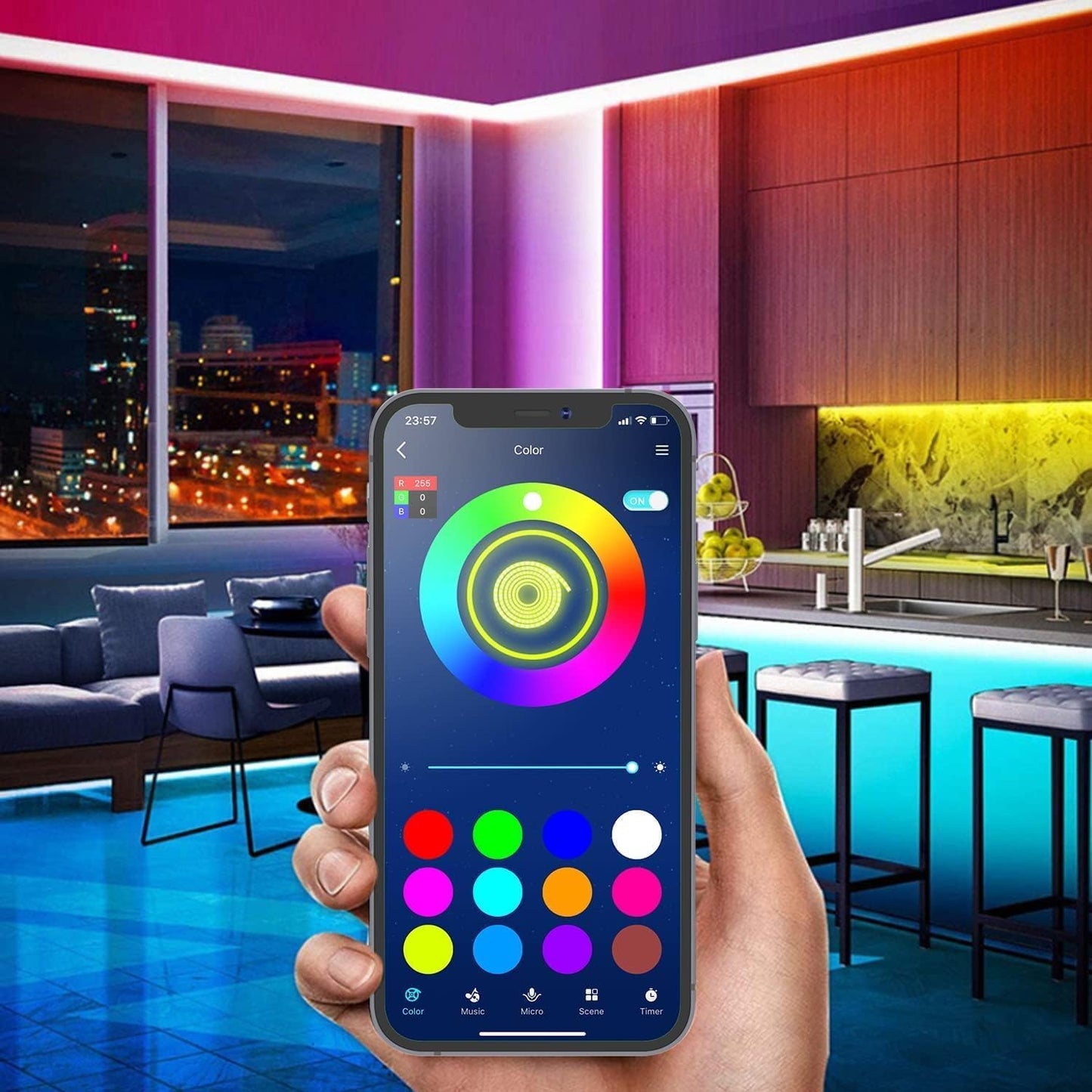  Smart LED Strip Lights – Music Sync, App Control & DIY Colors with Remote LED Lights for Bedroom, Room, TV, Party