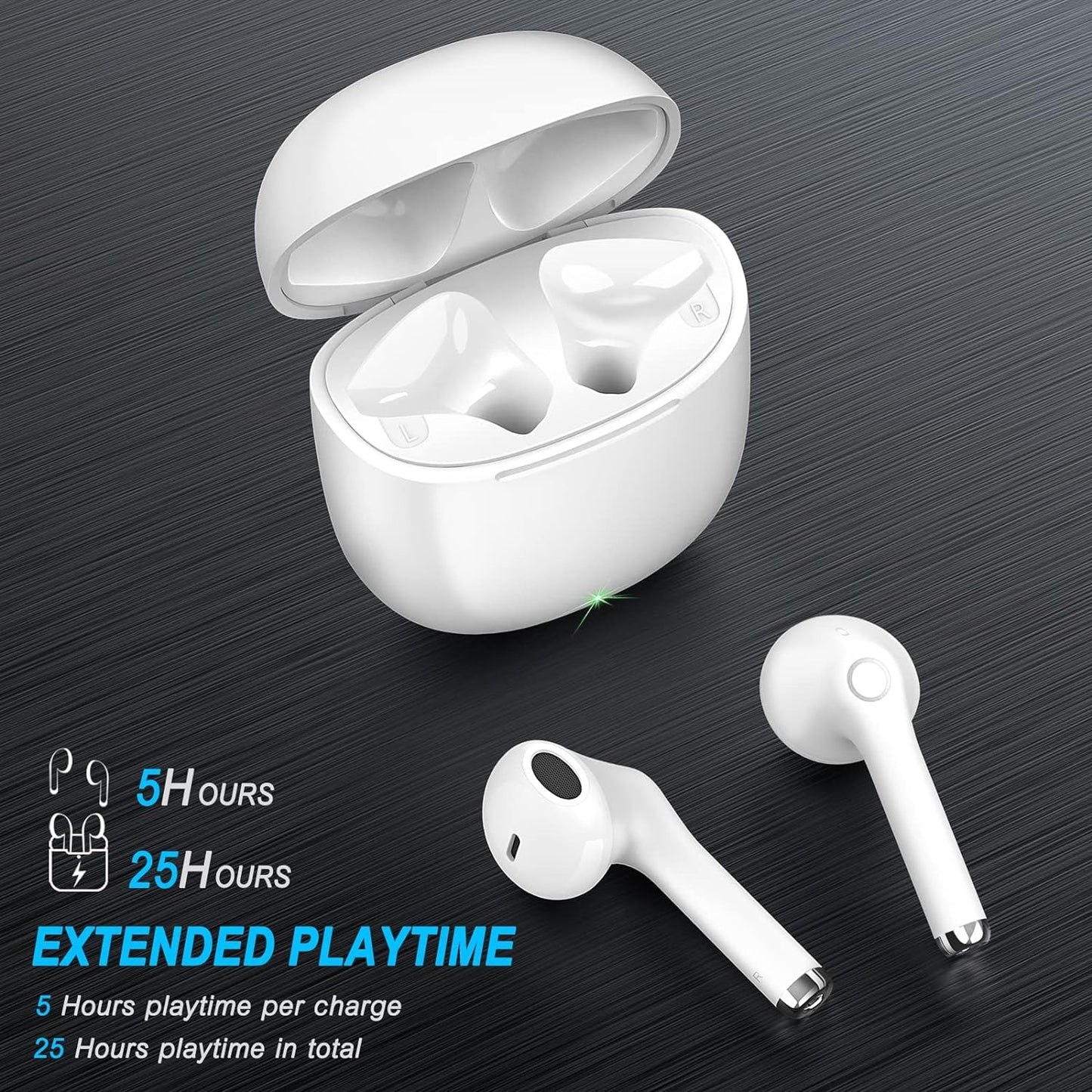 Wireless Earbuds Bluetooth, Wireless Headphones Hifi Stereo, IPX5 Waterproof Wireless Earphones Touch Control, Bluetooth Earphones 5.1 Built-In Microphone, USB-C Charging with Sport/Fitness