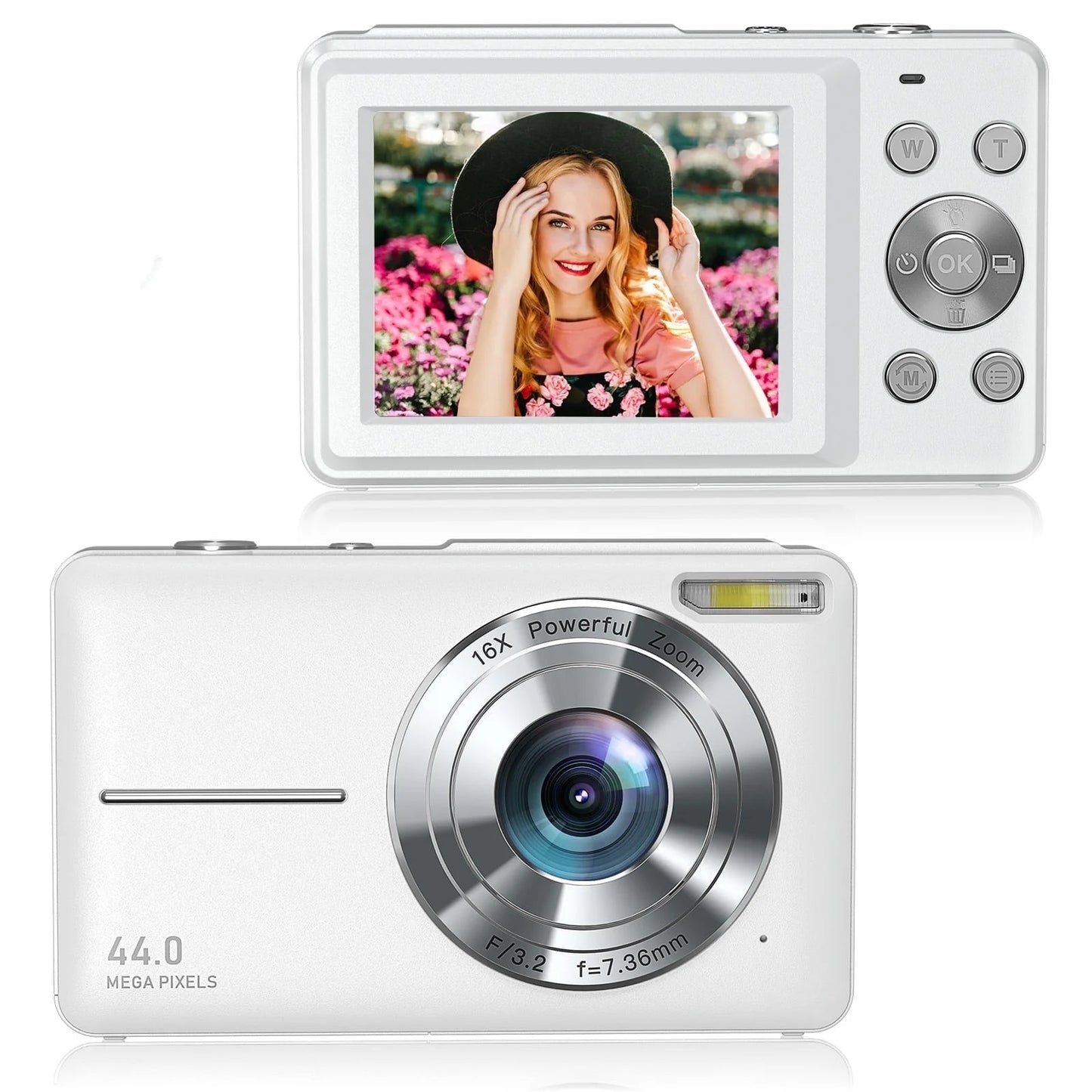 1080P Digital Camera 44MP 16X Digital Zoom Compact Point and Shoot Portable Small Starter Camera 