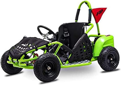 Baja-X 48V 1000W Brushless Electric Go Kart, 3-Speed Setting Go Kart W/Forward & Reverse, Racing Go Cart up to 20 Mph W/Foot Pedal & Foot Break, Go Cart Support up to 175 Lbs (Green)