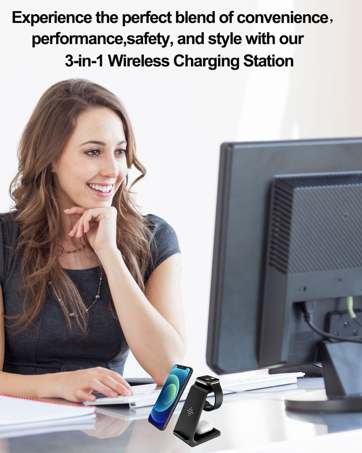  3 in 1 Fast Qi Wireless Charging Station Dock for Multiple Apple Devices 