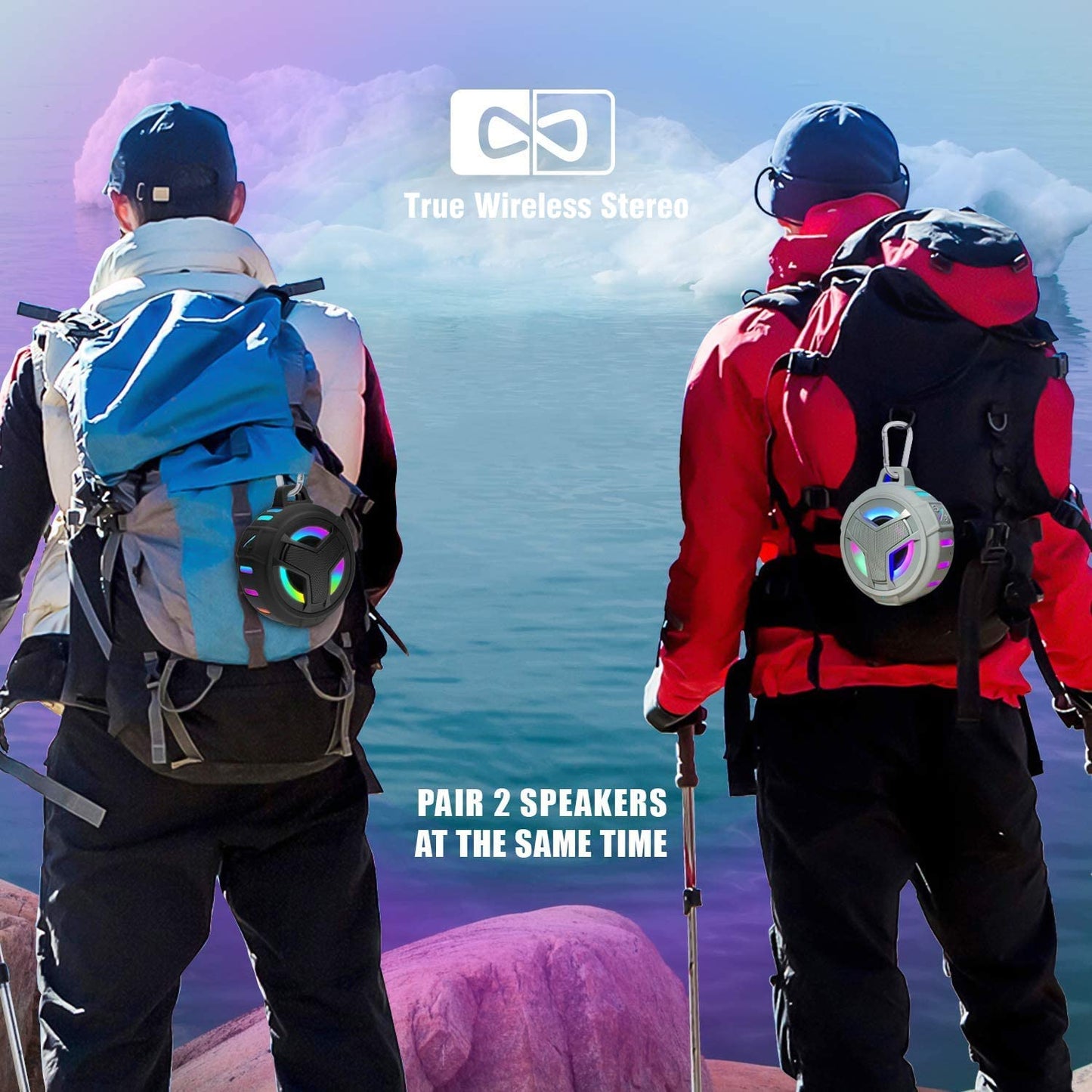  Portable Bluetooth Shower Speakers, IP67 Waterproof with LED Light, 2000Mah, Ideal for Kayak, Beach, Gifts, and More
