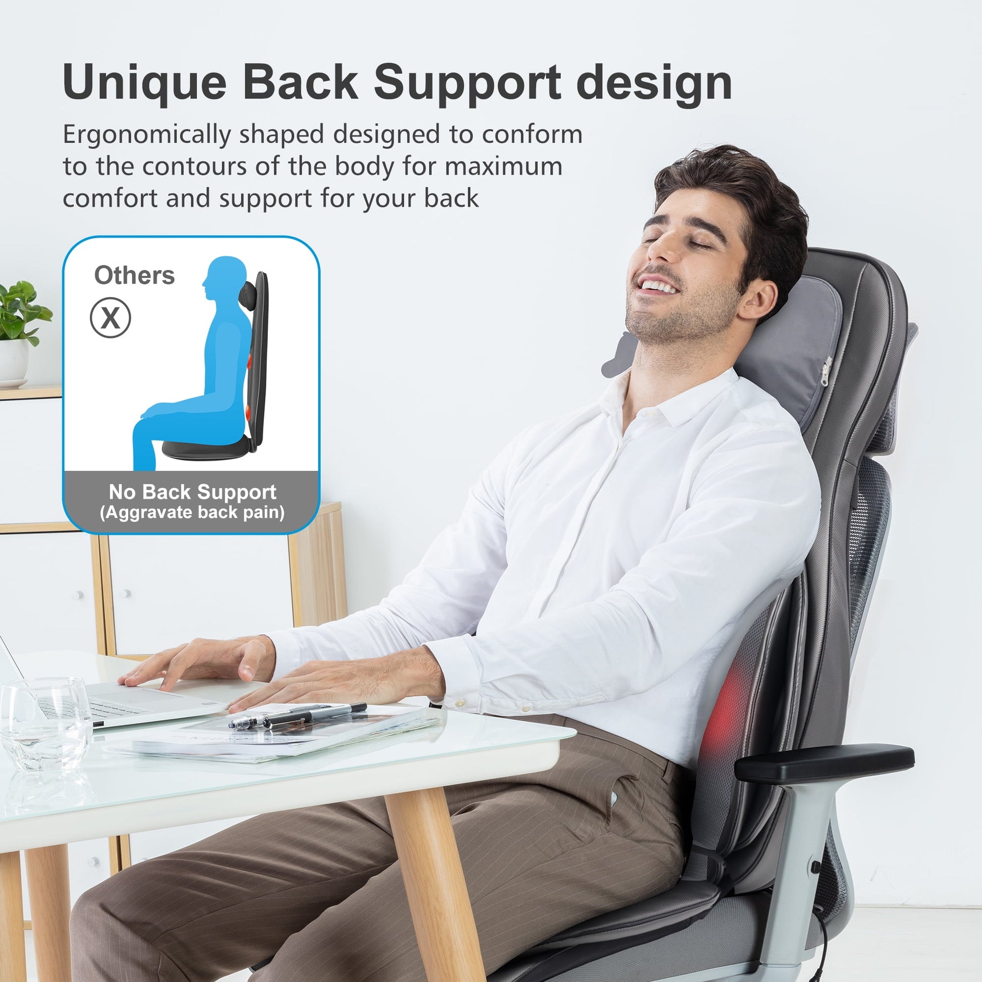 Neck Back Massager with Heat, Electric Kneading Massage Chair Pad, Air Compression Seat Cushion Massagers