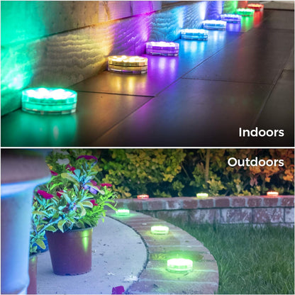  Multicolor Accent Submersible, Waterproof LED Lights -  Battery Operated Lights - LED Puck Light for Events, Patio, Pool, Shower - 12-Pack