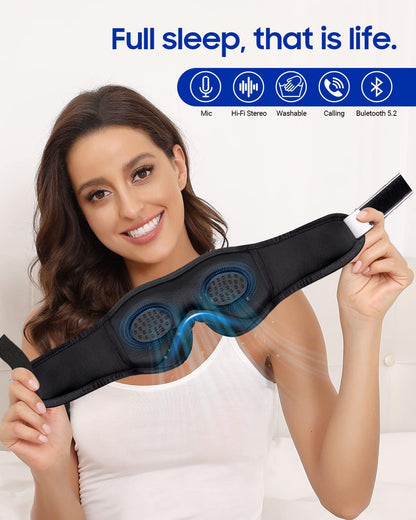  3D Sleep Mask with Bluetooth Headphones Wireless Music Cotton Cover 