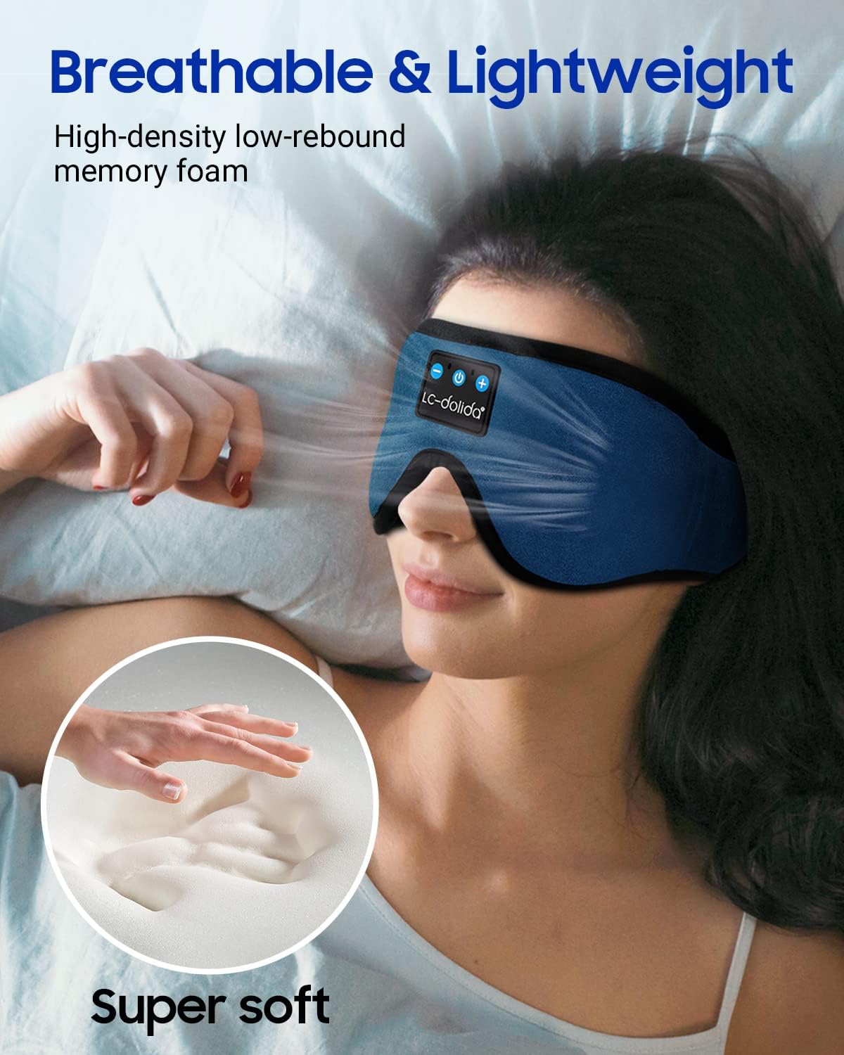  3D Sleep Mask with Bluetooth Headphones Wireless Music Cotton Cover 