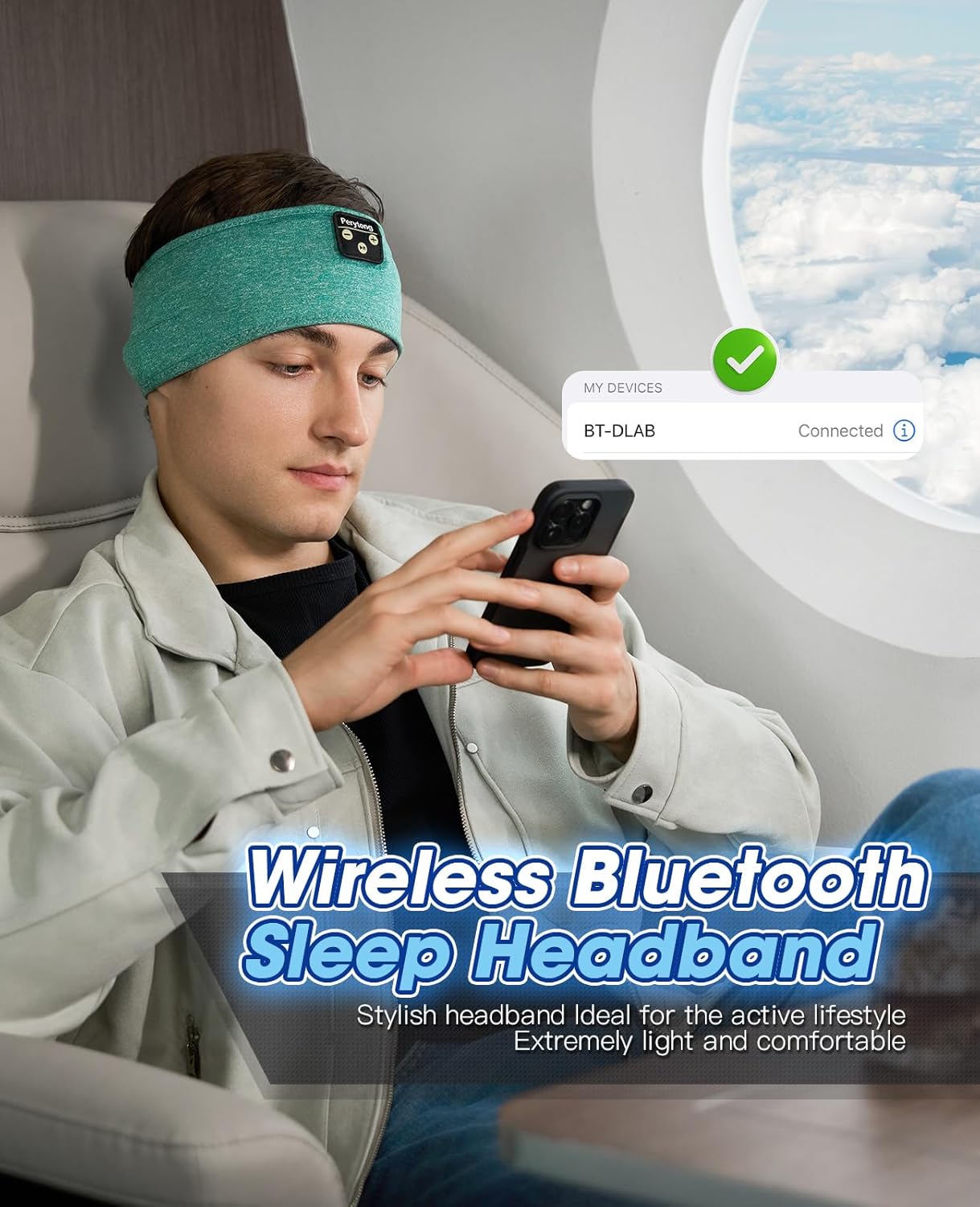 Bluetooth Sports Headband Headphones with Ultra-Thin HD Stereo Speakers Perfect for Sleeping, Workout, Air Travel, and Much More