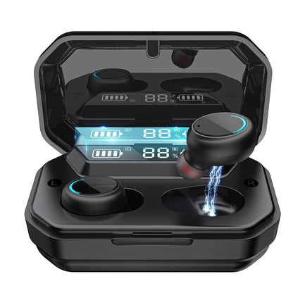 Wireless Earbuds Bluetooth 5.0 IPX7 Waterproof TWS Deep Bass Stereo Noise Cancelling Headset\Charging Case LED Battery Display