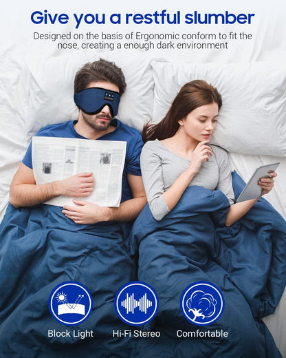  3D Sleep Mask with Bluetooth Headphones Wireless Music Cotton Cover 