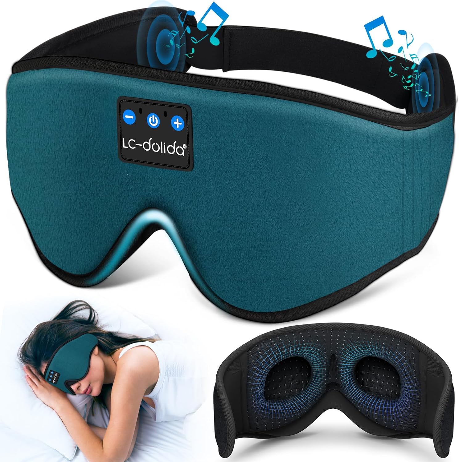  3D Sleep Mask with Bluetooth Headphones Wireless Music Cotton Cover 