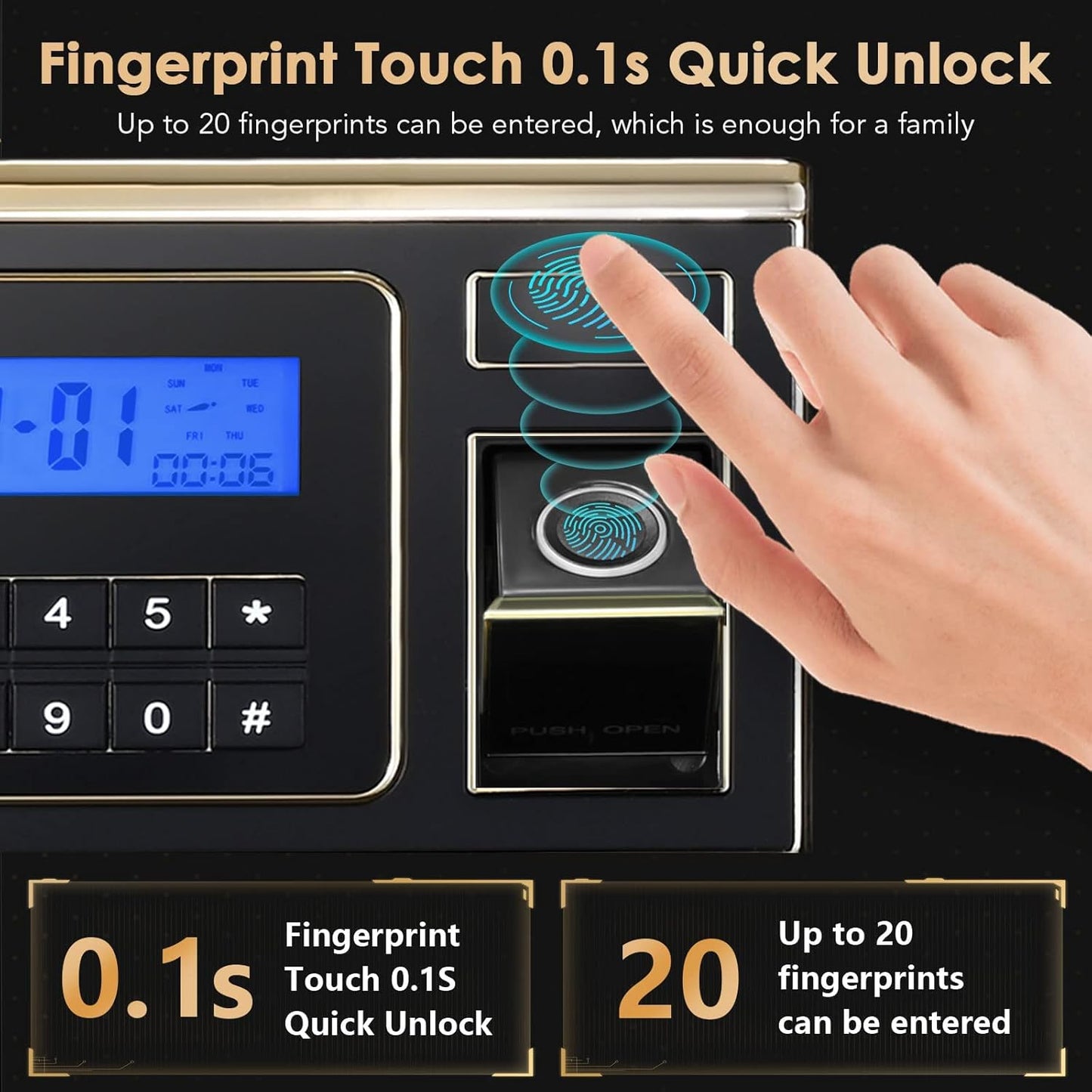 Fireproof Safe Biometric Safe Box Fireproof Waterproof 1.4 Electronic Digital Security Safe with Fireproof Bag Fire Proof Safe