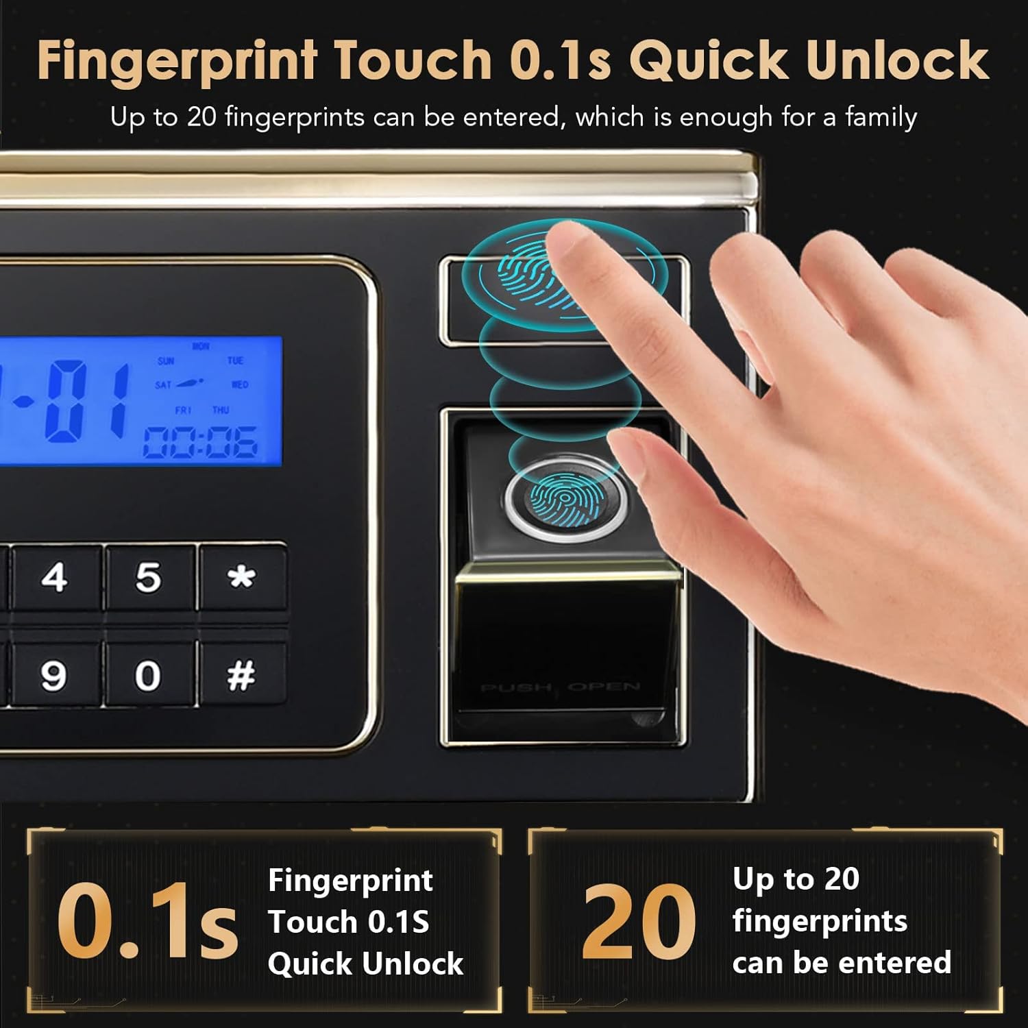 Fireproof Safe Biometric Safe Box Fireproof Waterproof 1.4 Electronic Digital Security Safe with Fireproof Bag Fire Proof Safe
