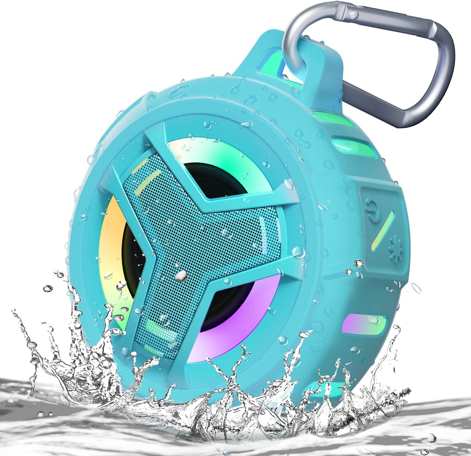  Portable Bluetooth Shower Speakers, IP67 Waterproof with LED Light, 2000Mah, Ideal for Kayak, Beach, Gifts, and More