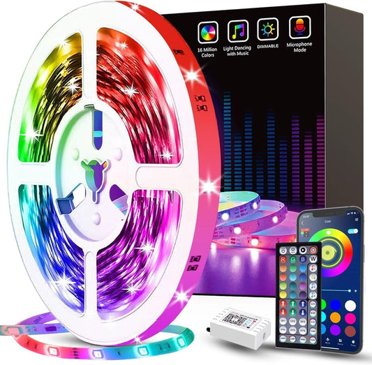  Smart LED Strip Lights – Music Sync, App Control & DIY Colors with Remote LED Lights for Bedroom, Room, TV, Party