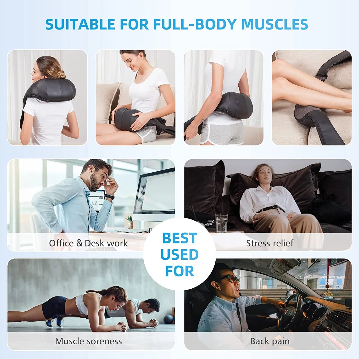 Shiatsu Shoulder Neck Massager with Heat, 4D Deep Kneading Back Massager 