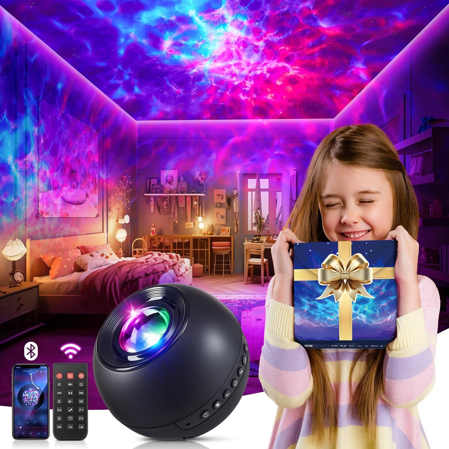 Galaxy Projector 240 Lighting Modes/15 White Noise/Bluetooth Music Galaxy Projector 