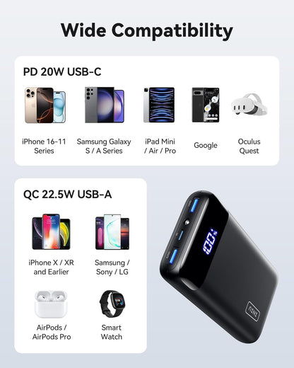Portable Charger LED Display Phone Battery Pack Compatible with Iphone 16 15 14 13 Pro Samsung S23 Google Ipad Tablet, Etc