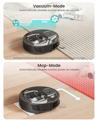 M320 Robot Vacuum Cleaner and Mop -  240Mins Runtime, for Pet Hair and Hard Floors