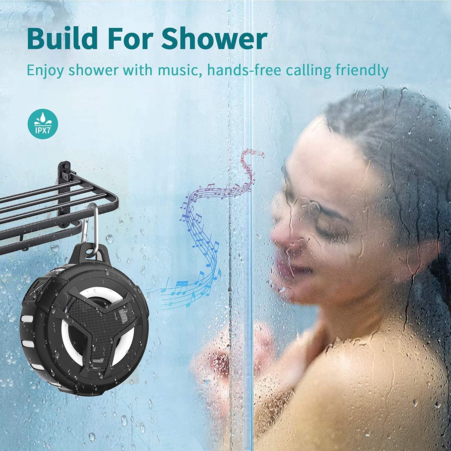  Portable Bluetooth Shower Speakers, IP67 Waterproof with LED Light, 2000Mah, Ideal for Kayak, Beach, Gifts, and More