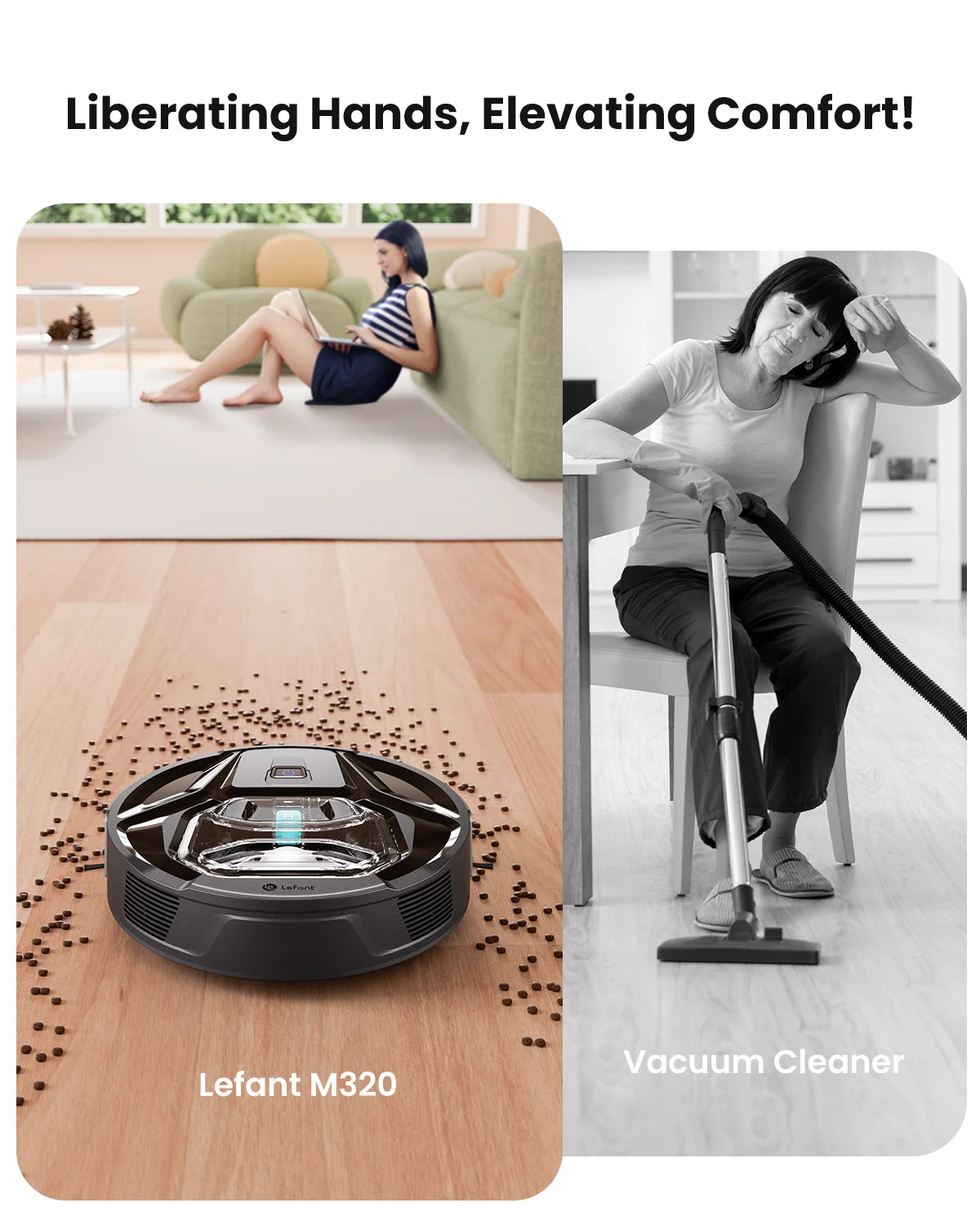 M320 Robot Vacuum Cleaner and Mop -  240Mins Runtime, for Pet Hair and Hard Floors
