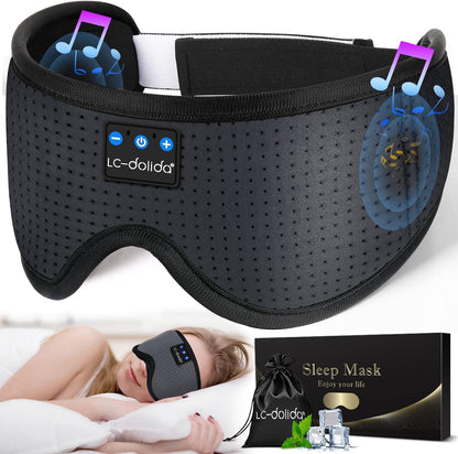 3D Sleep Mask with Bluetooth Headphones Wireless Music Cotton Cover 
