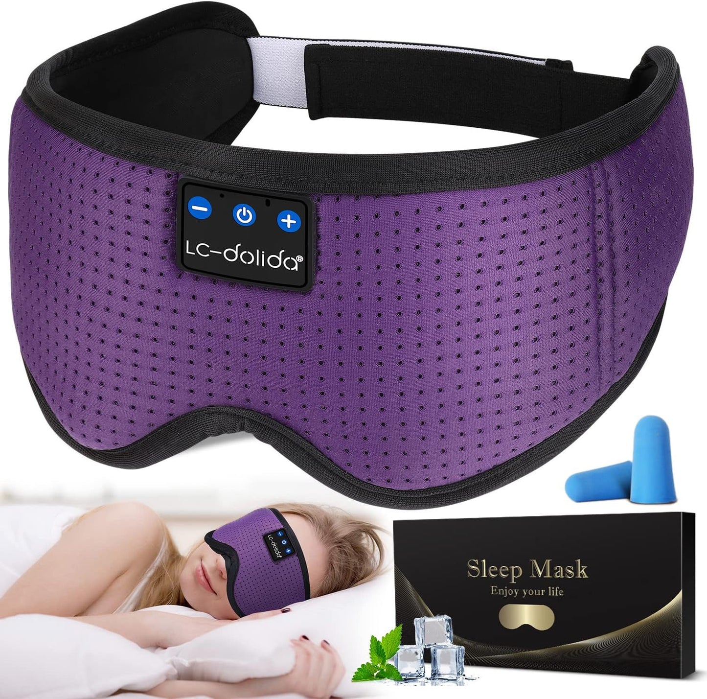  3D Sleep Mask with Bluetooth Headphones Wireless Music Cotton Cover 