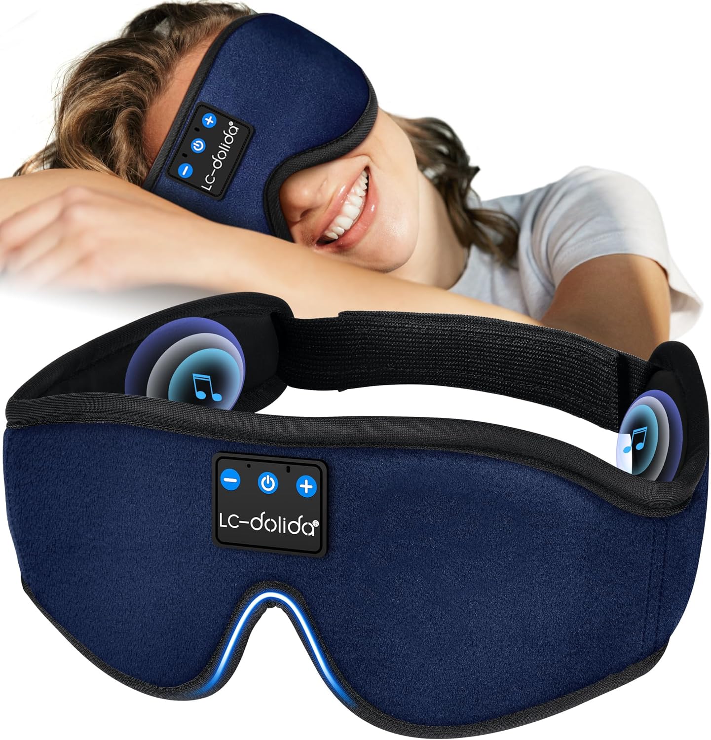  3D Sleep Mask with Bluetooth Headphones Wireless Music Cotton Cover 
