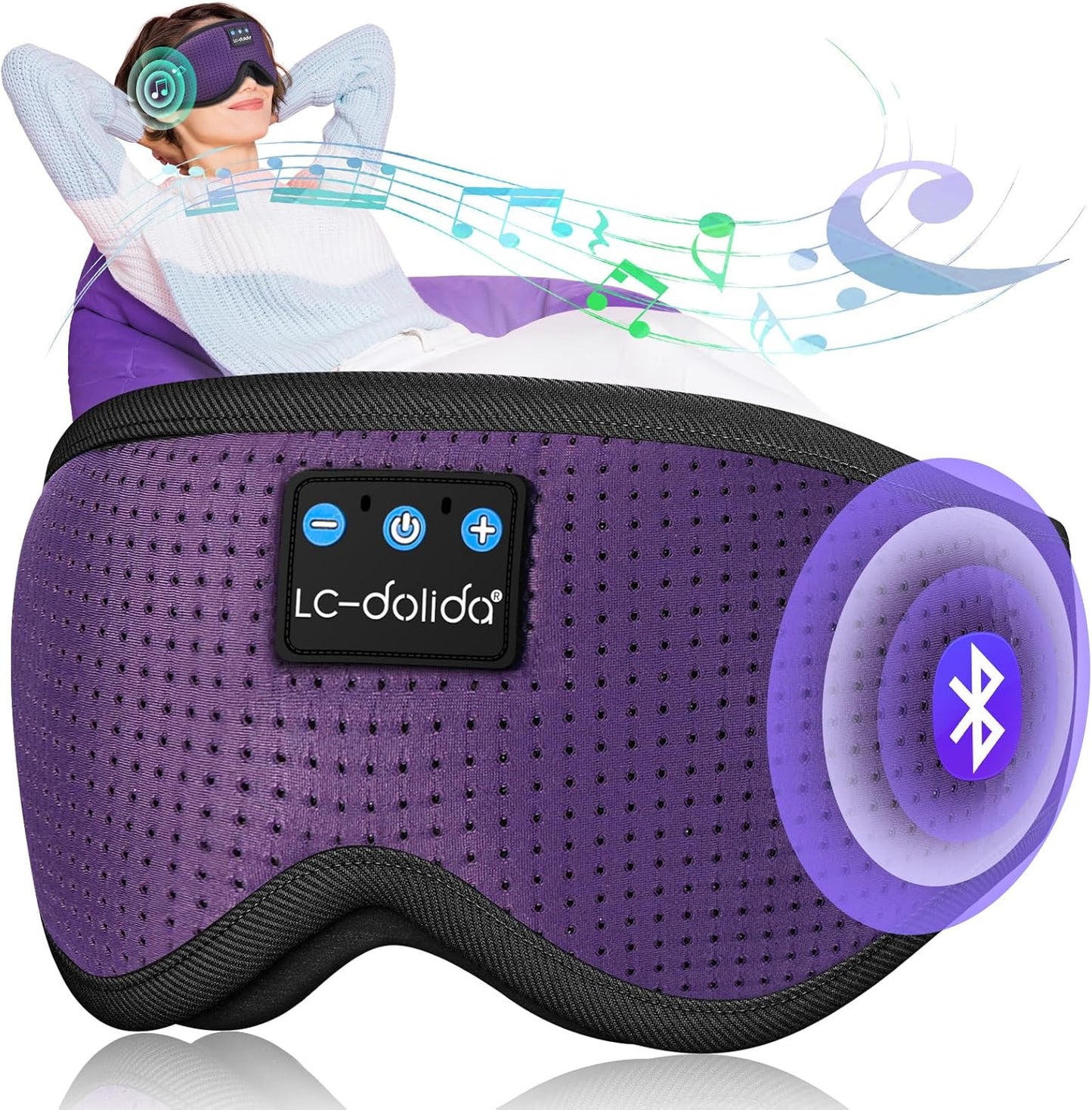  3D Sleep Mask with Bluetooth Headphones Wireless Music Cotton Cover 