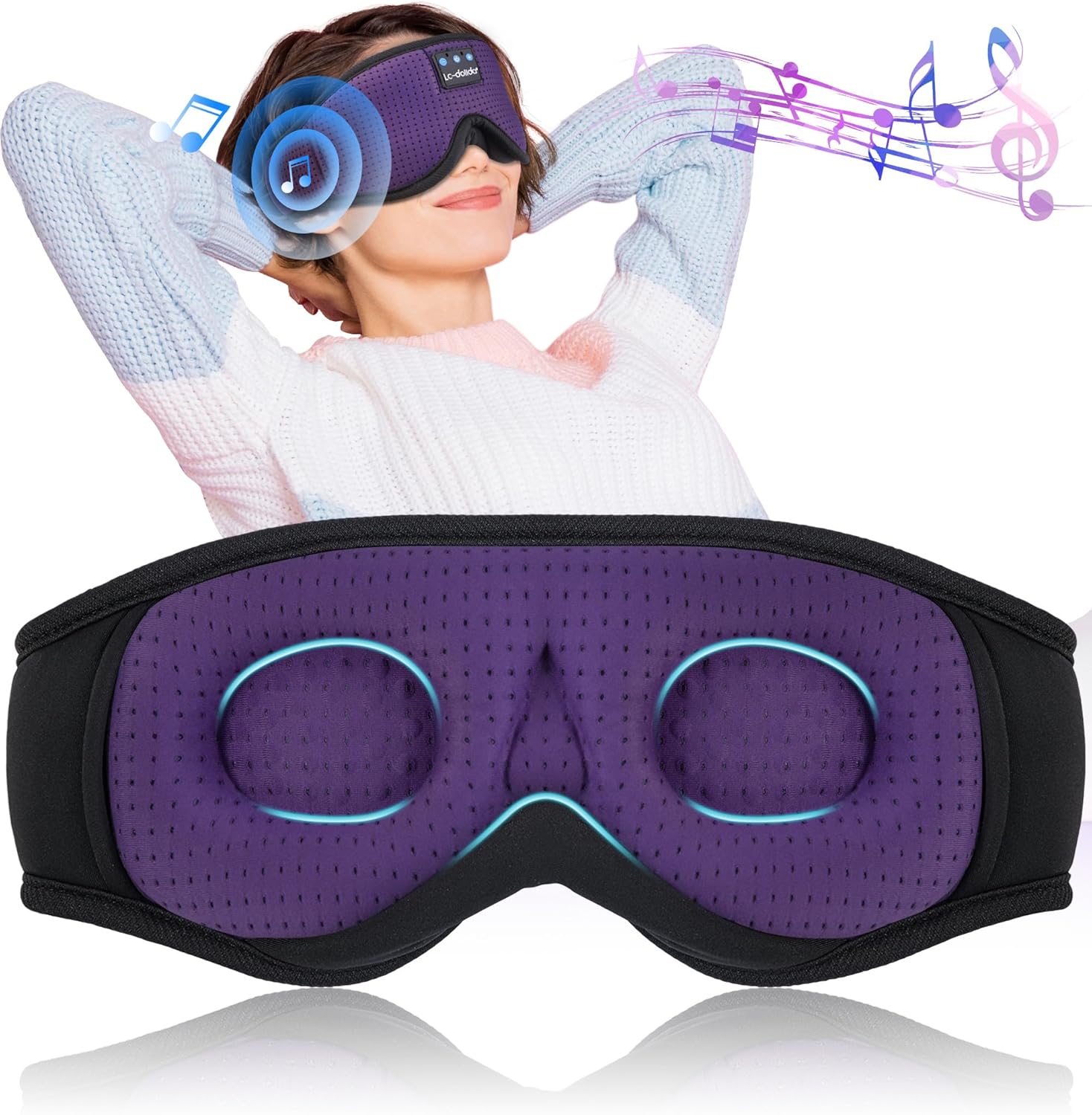  3D Sleep Mask with Bluetooth Headphones Wireless Music Cotton Cover 