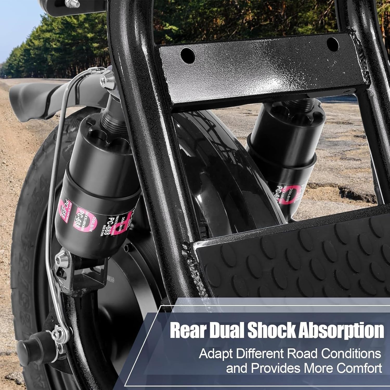 14" Tires Foldable Electric Scooter with Basket for Pets & Cargo, Dual Shock Absorbing 500W/800W/1200W Electric Scooter with Seat
