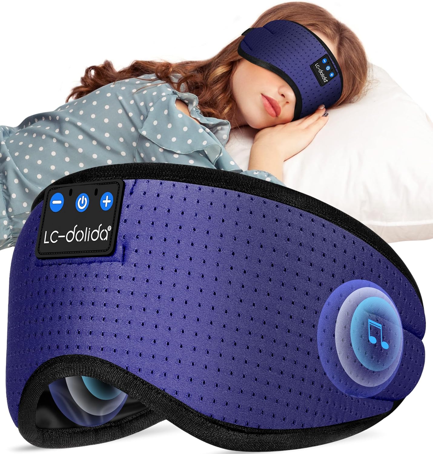  3D Sleep Mask with Bluetooth Headphones Wireless Music Cotton Cover 