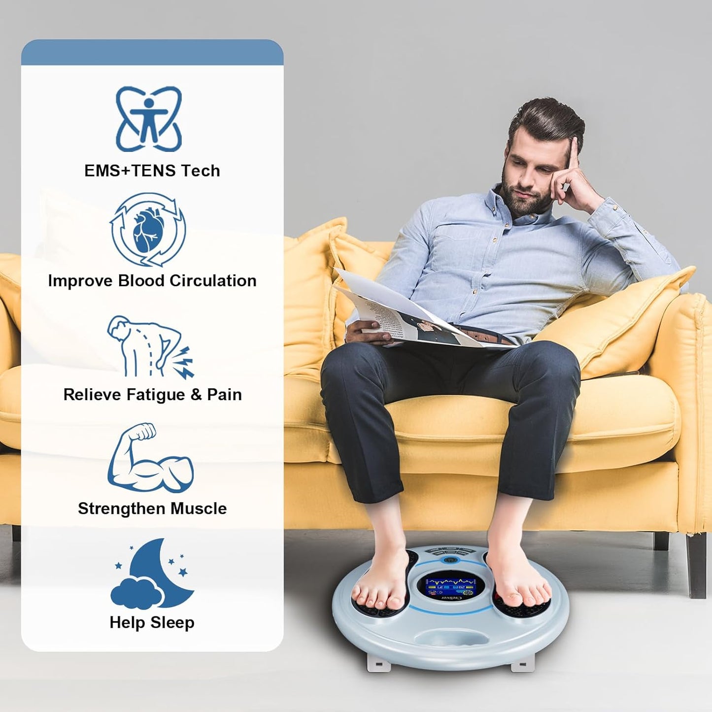 Foot Neuropathy Machine - Electronic Pulse Acupuncture for Feet Circulation - Electrical Foot Reflexology to Relax Tired Feet Ankles & Pain Relief, Swelling & Reduce Leg Cramps