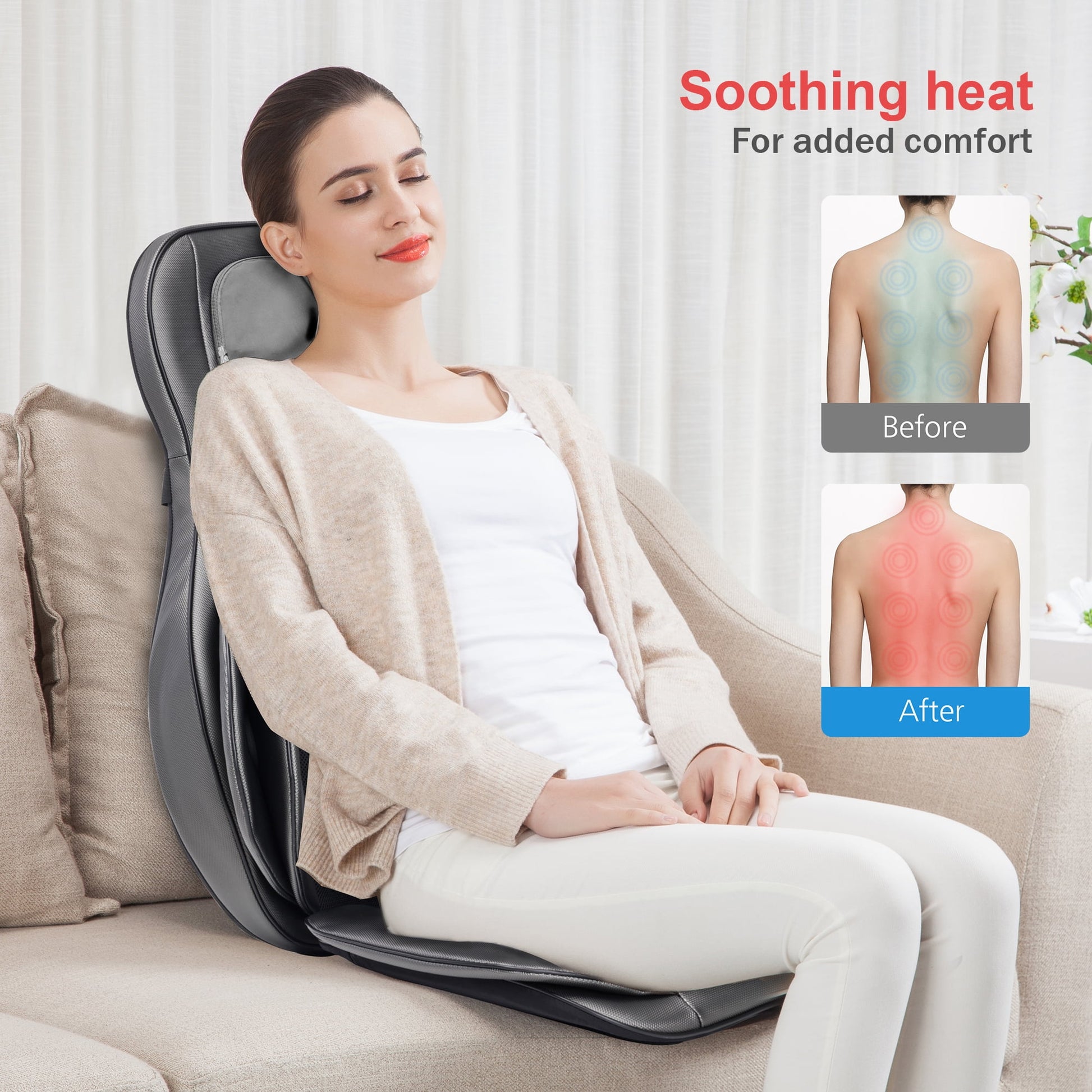 Neck Back Massager with Heat, Electric Kneading Massage Chair Pad, Air Compression Seat Cushion Massagers