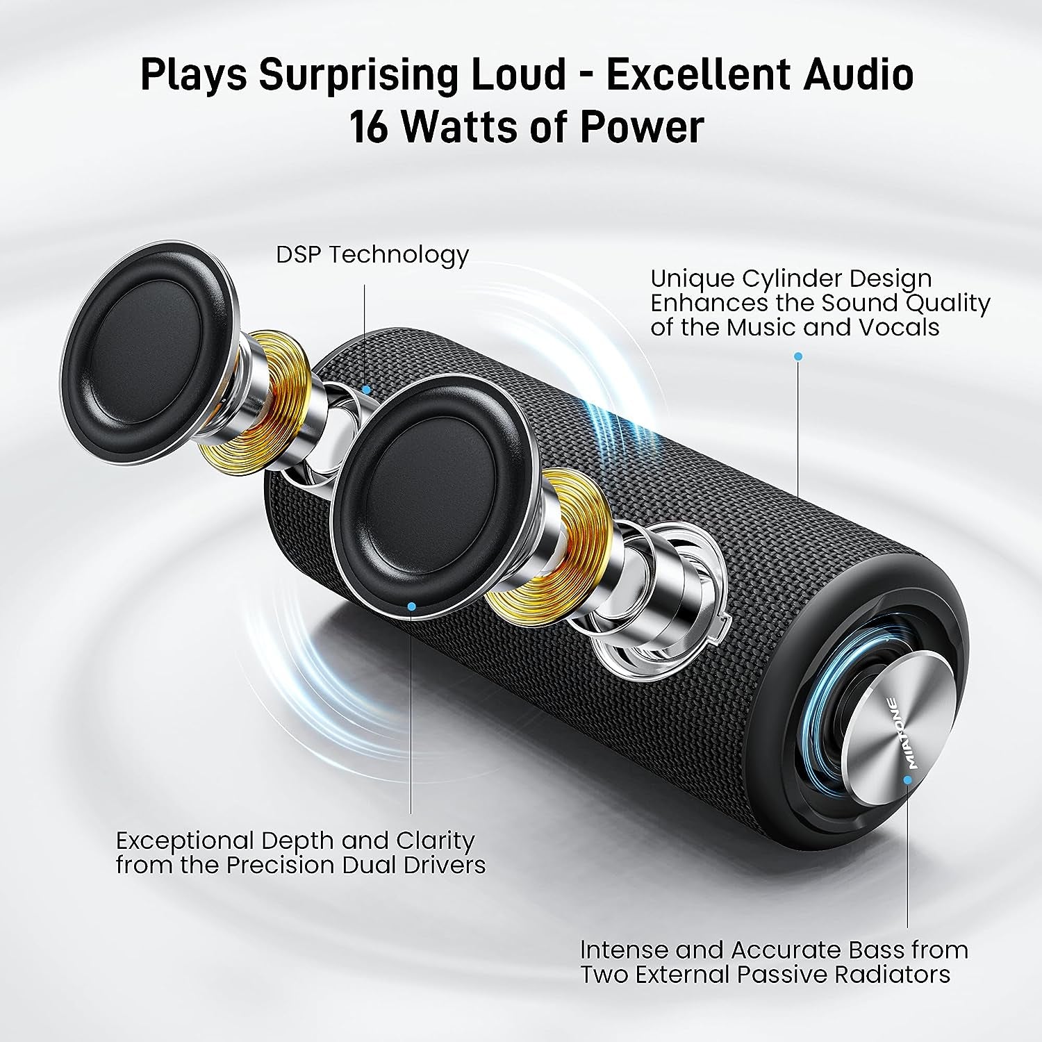 Outdoor Portable Bluetooth Speaker Waterproof Wireless Speakers - Black
