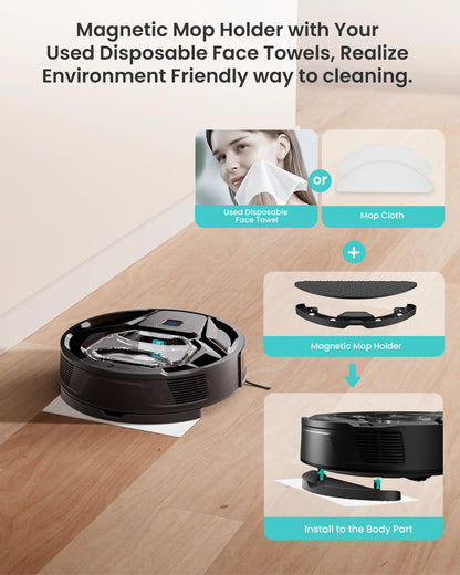 M320 Robot Vacuum Cleaner and Mop -  240Mins Runtime, for Pet Hair and Hard Floors