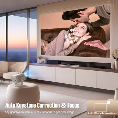 4K Native Portable Projector 1080P Auto Focus Keystone Correction Android 11 BT5.2 WIFI6 360° Home Cinema
