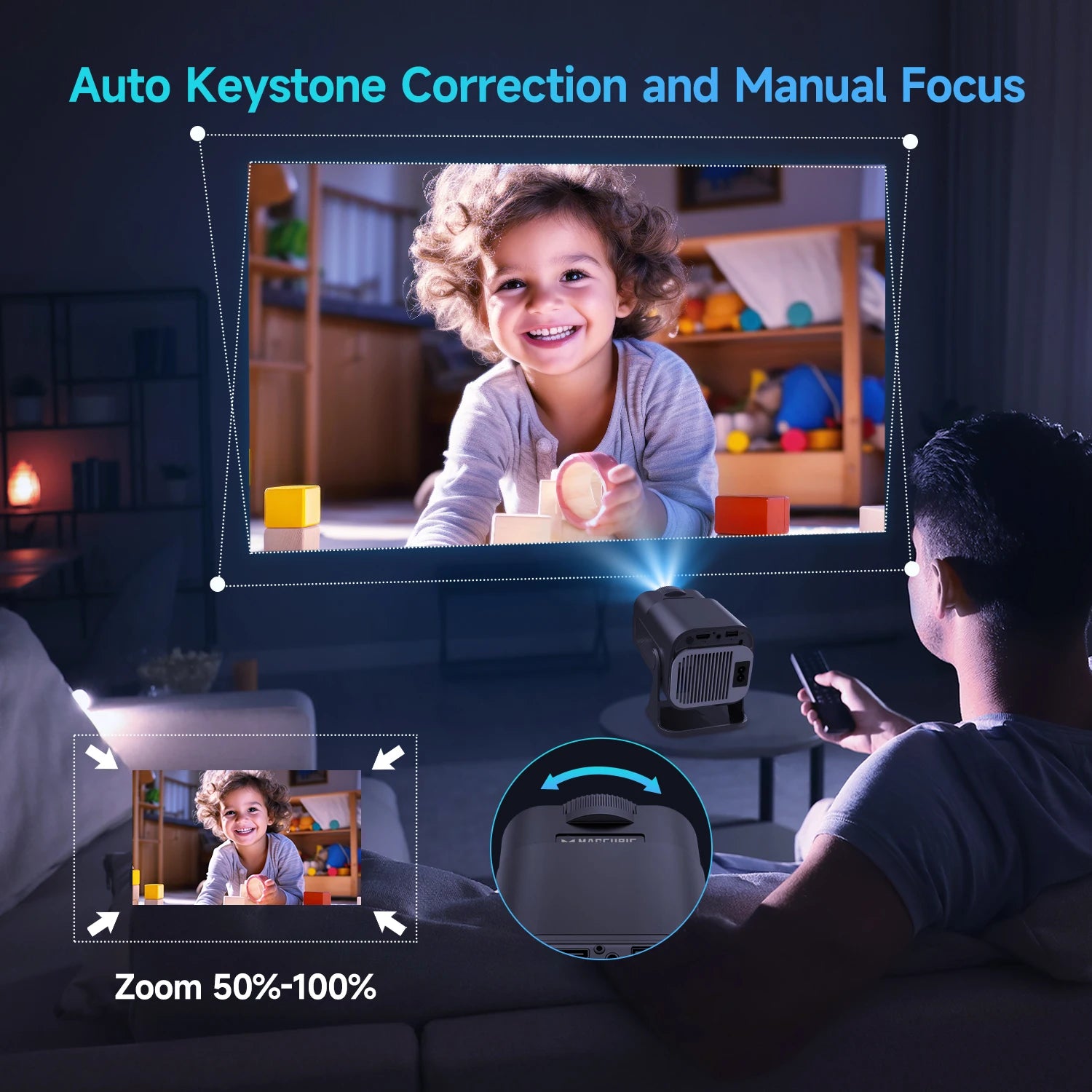  Mini Native 720P Android 11 4K Projector 300ANSI Wifi6 BT5.0 Cinema Outdoor Portable 180° Rotatable Projector